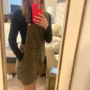ODDY Leopard Print overall Mini Dress sz medium